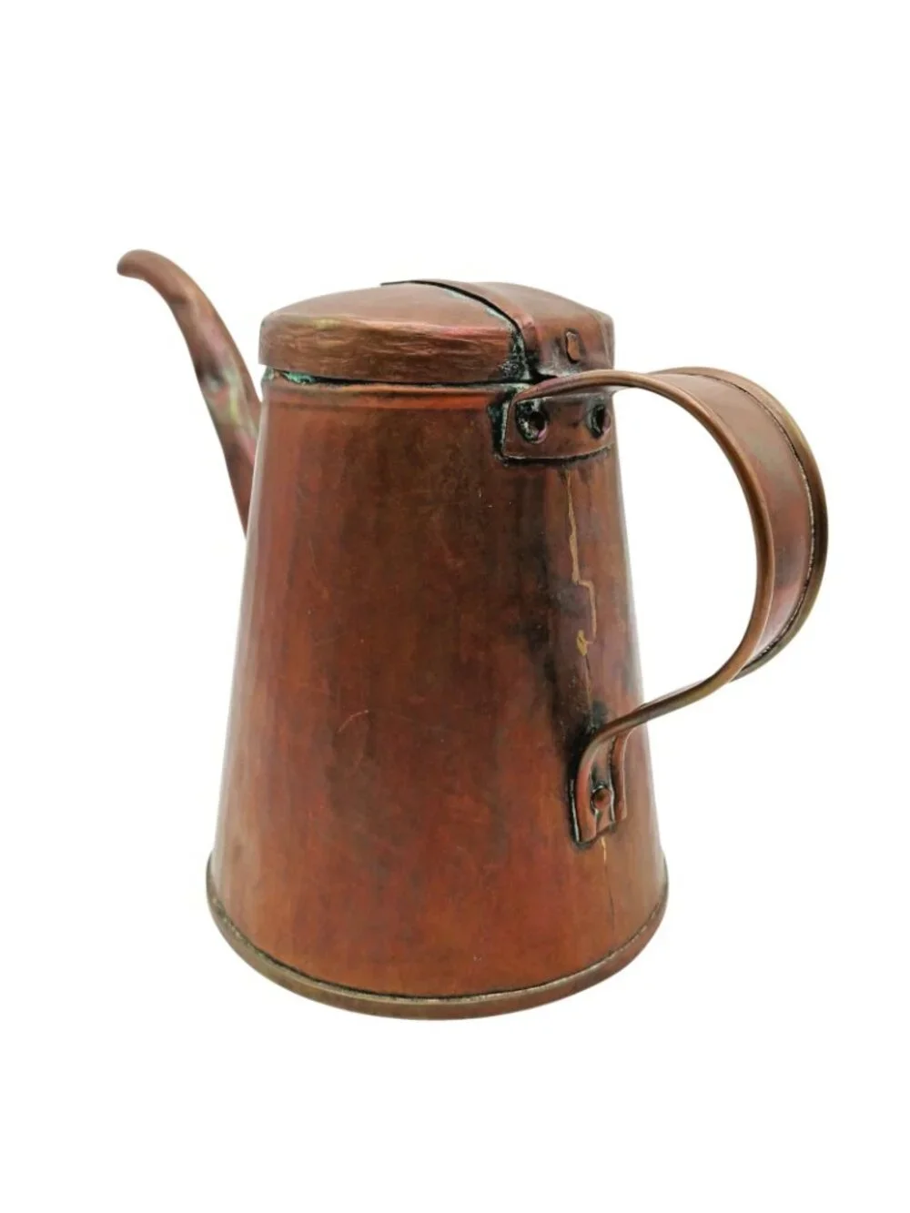 Vintage Hand Hammered Copper Tea Kettle Hinged Lid Rustic Primitive 6